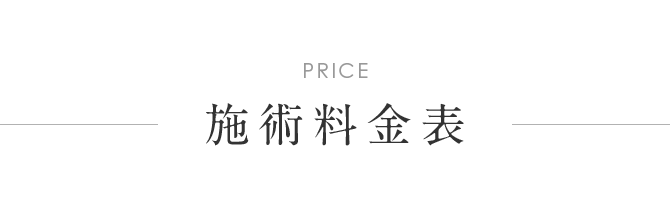 PRICE 施術料金表